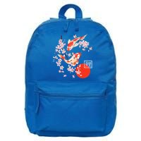 Cherry Blossom Koi Carp Fish Japanese Sakura Graphic Art 16 in Basic Backpack