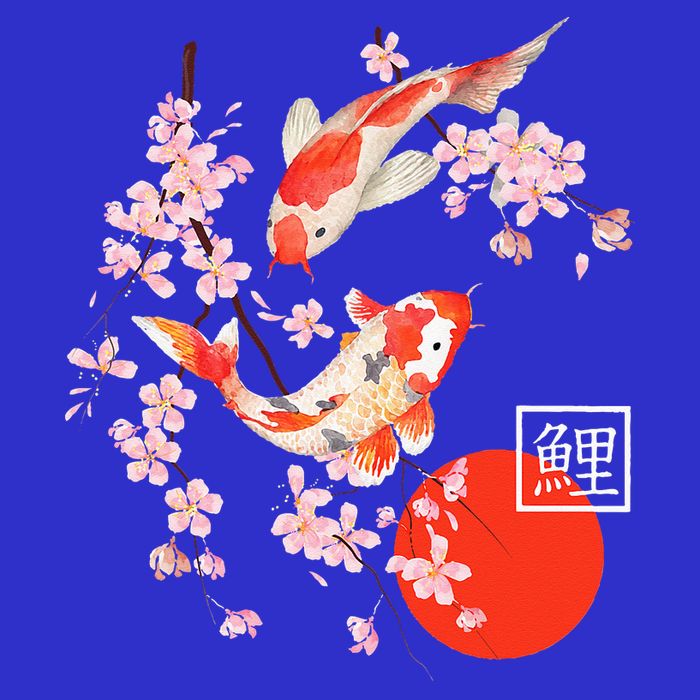 Cherry Blossom Koi Carp Fish Japanese Sakura Graphic Art 16 in Basic Backpack