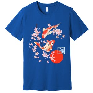 Cherry Blossom Koi Carp Fish Japanese Sakura Graphic Art Premium T-Shirt