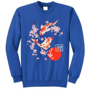 Cherry Blossom Koi Carp Fish Japanese Sakura Graphic Art Tall Sweatshirt