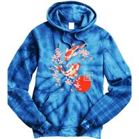 Cherry Blossom Koi Carp Fish Japanese Sakura Graphic Art Tie Dye Hoodie