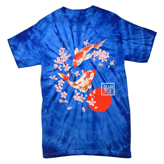 Cherry Blossom Koi Carp Fish Japanese Sakura Graphic Art Tie-Dye T-Shirt