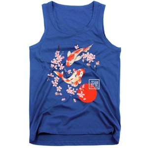 Cherry Blossom Koi Carp Fish Japanese Sakura Graphic Art Tank Top