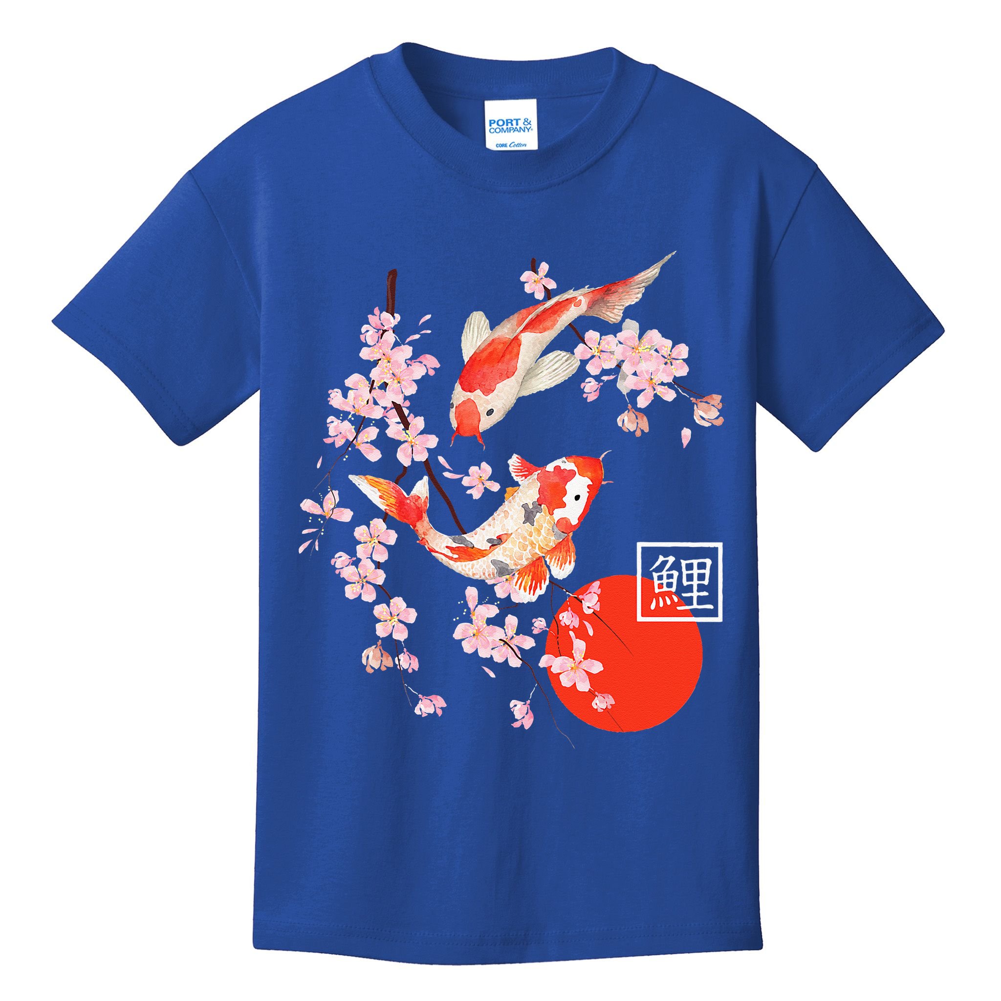 Cherry Blossom Koi Carp Fish Japanese Sakura Graphic Art Kids T-Shirt