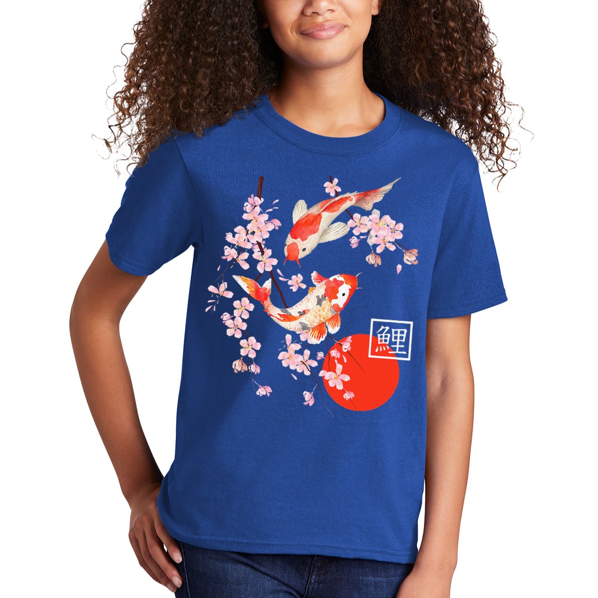 Cherry Blossom Koi Carp Fish Japanese Sakura Graphic Art Kids T-Shirt