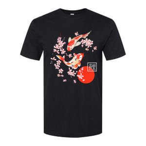 Cherry Blossom Koi Carp Fish Japanese Sakura Graphic Art Softstyle CVC T-Shirt