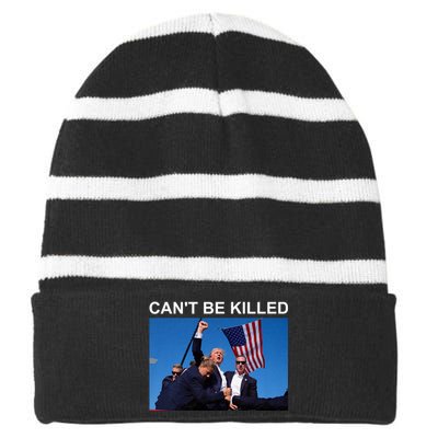 Cant Be Killed Trump Cant Be Killed Striped Beanie with Solid Band