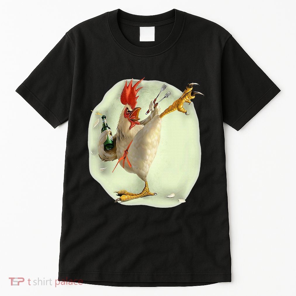 Chicken Beer Karate Kick Cool Chicken Tall T-Shirt