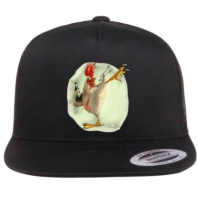 Chicken Beer Karate Kick Cool Chicken Flatbill Hat