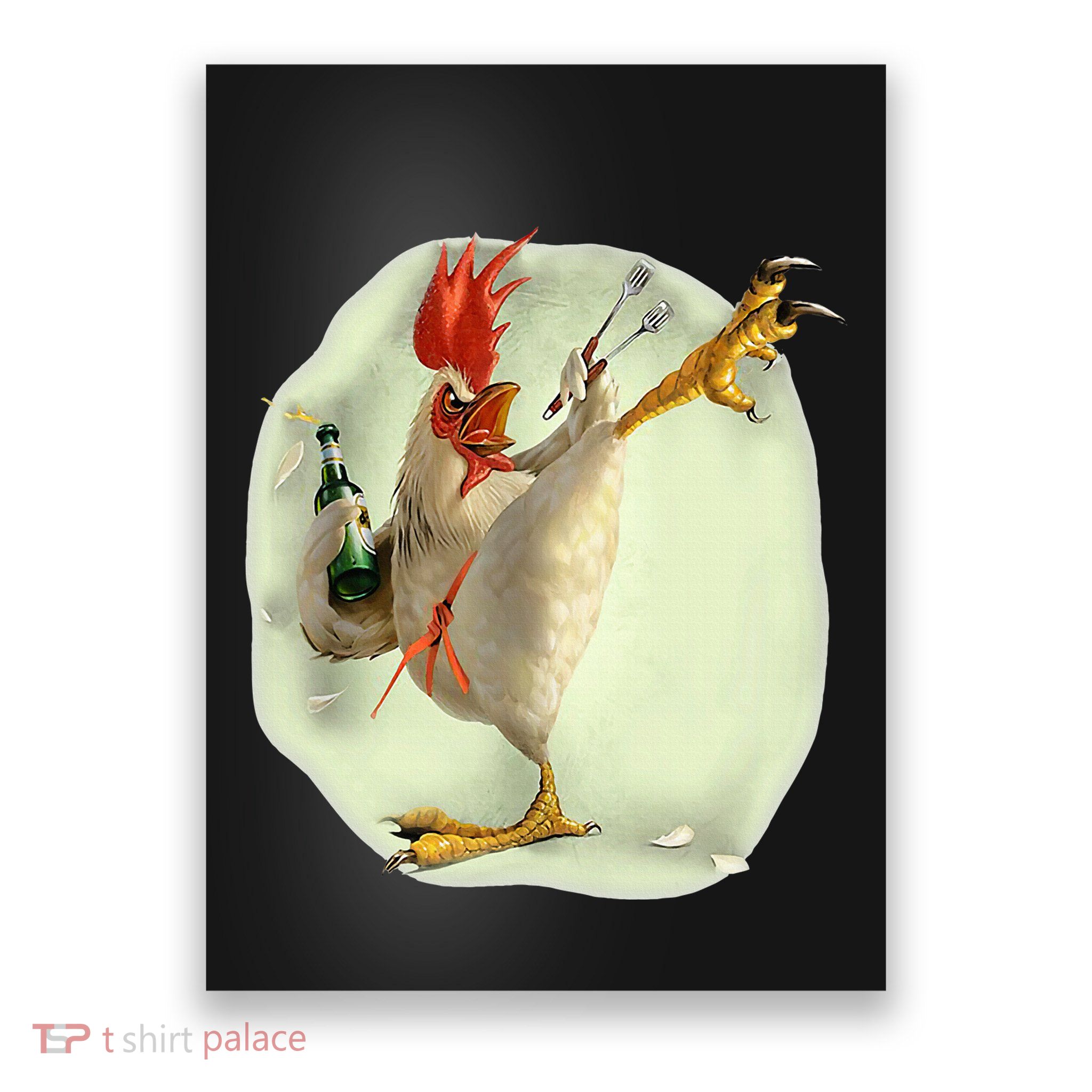 Chicken Beer Karate Kick Cool Chicken Poster