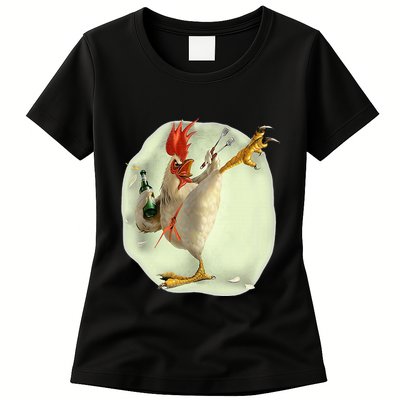 Chicken Beer Karate Kick Cool Chicken Womens T-Shirt