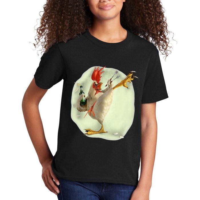 Chicken Beer Karate Kick Cool Chicken Kids T-Shirt