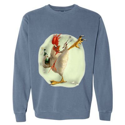 Chicken Beer Karate Kick Cool Chicken Garment-Dyed Sweatshirt