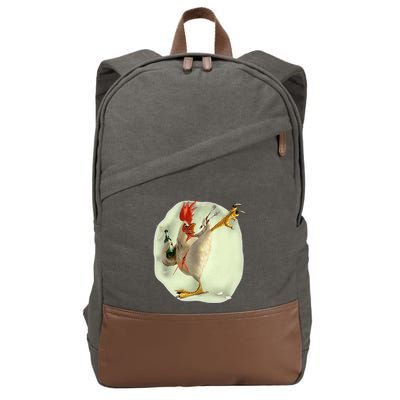 Chicken Beer Karate Kick Cool Chicken Cotton Canvas Backpack