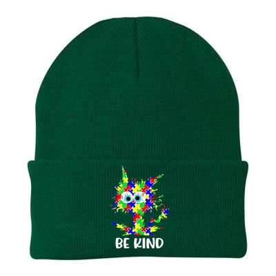 Cat Be Kind Autism Awareness Puzzle Knit Cap Winter Beanie