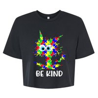 Cat Be Kind Autism Awareness Puzzle Bella+Canvas Jersey Crop Tee