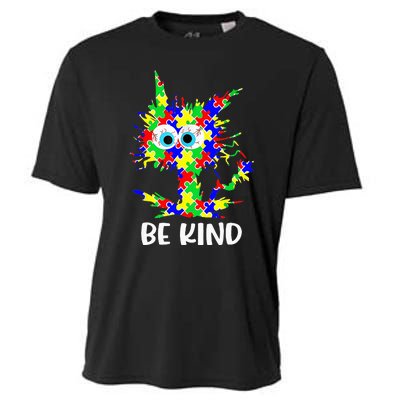 Cat Be Kind Autism Awareness Puzzle Cooling Performance Crew T-Shirt