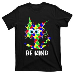 Cat Be Kind Autism Awareness Puzzle T-Shirt