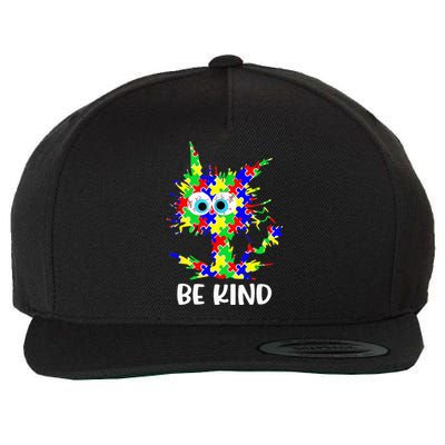 Cat Be Kind Autism Awareness Puzzle Wool Snapback Cap