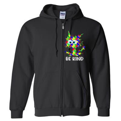 Cat Be Kind Autism Awareness Puzzle Full Zip Hoodie