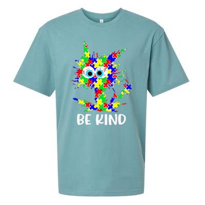 Cat Be Kind Autism Awareness Puzzle Sueded Cloud Jersey T-Shirt