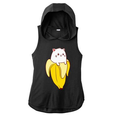 Cat Banana Kitten Lover Funny Kawaii Neko Pet Owner Ladies PosiCharge Tri-Blend Wicking Draft Hoodie Tank