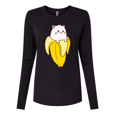 Cat Banana Kitten Lover Funny Kawaii Neko Pet Owner Womens Cotton Relaxed Long Sleeve T-Shirt