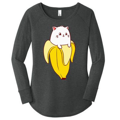 Cat Banana Kitten Lover Funny Kawaii Neko Pet Owner Women's Perfect Tri Tunic Long Sleeve Shirt