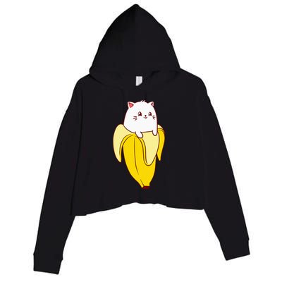 Cat Banana Kitten Lover Funny Kawaii Neko Pet Owner Crop Fleece Hoodie