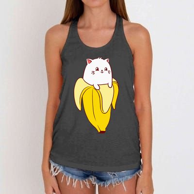 Cat Banana Kitten Lover Funny Kawaii Neko Pet Owner Women's Knotted Racerback Tank