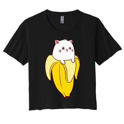 Cat Banana Kitten Lover Funny Kawaii Neko Pet Owner Women's Crop Top Tee