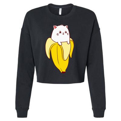 Cat Banana Kitten Lover Funny Kawaii Neko Pet Owner Cropped Pullover Crew