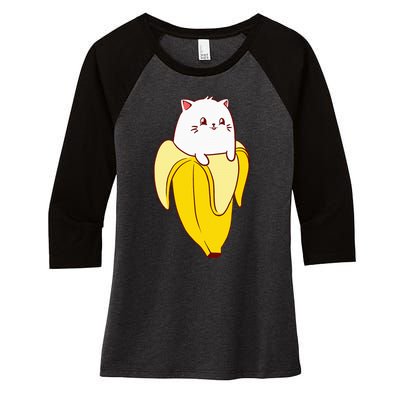 Cat Banana Kitten Lover Funny Kawaii Neko Pet Owner Women's Tri-Blend 3/4-Sleeve Raglan Shirt