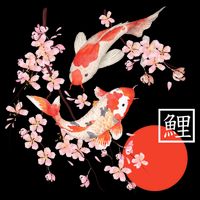Cherry Blossom Koi Carp Fish Japanese Sakura Graphic Art City Backpack