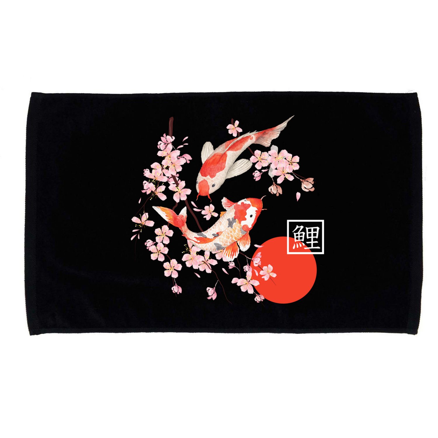 Cherry Blossom Koi Carp Fish Japanese Sakura Graphic Art Microfiber Hand Towel