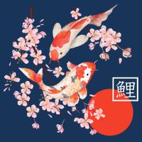 Cherry Blossom Koi Carp Fish Japanese Sakura Graphic Art Cooling Performance Crew T-Shirt