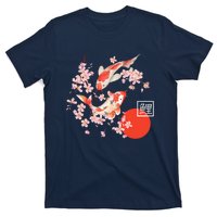 Cherry Blossom Koi Carp Fish Japanese Sakura Graphic Art T-Shirt