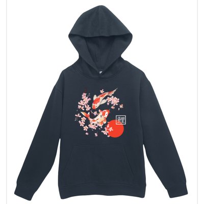 Cherry Blossom Koi Carp Fish Japanese Sakura Graphic Art Urban Pullover Hoodie