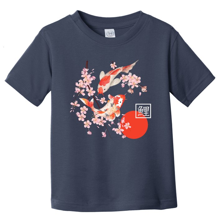 Cherry Blossom Koi Carp Fish Japanese Sakura Graphic Art Toddler T-Shirt