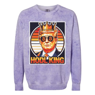 Cute Bitcoin King Trump Crypto Shades Future Of Money Colorblast Crewneck Sweatshirt