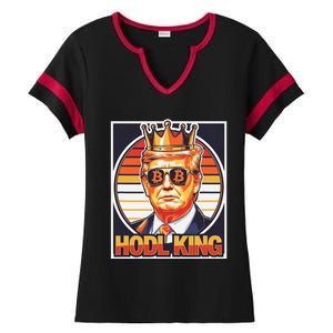 Cute Bitcoin King Trump Crypto Shades Future Of Money Ladies Halftime Notch Neck Tee