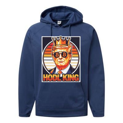 Cute Bitcoin King Trump Crypto Shades Future Of Money Performance Fleece Hoodie