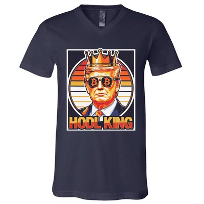 Cute Bitcoin King Trump Crypto Shades Future Of Money V-Neck T-Shirt