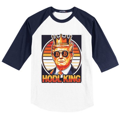 Cute Bitcoin King Trump Crypto Shades Future Of Money Baseball Sleeve Shirt