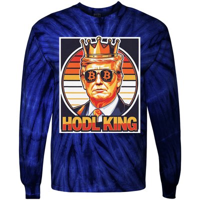 Cute Bitcoin King Trump Crypto Shades Future Of Money Tie-Dye Long Sleeve Shirt