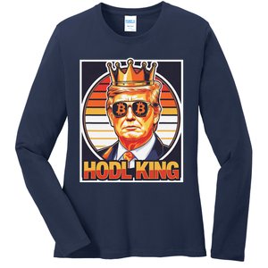 Cute Bitcoin King Trump Crypto Shades Future Of Money Ladies Long Sleeve Shirt