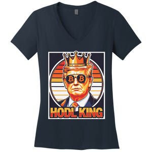 Cute Bitcoin King Trump Crypto Shades Future Of Money Women's V-Neck T-Shirt