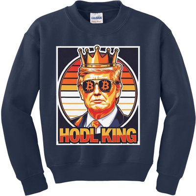 Cute Bitcoin King Trump Crypto Shades Future Of Money Kids Sweatshirt