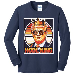 Cute Bitcoin King Trump Crypto Shades Future Of Money Kids Long Sleeve Shirt