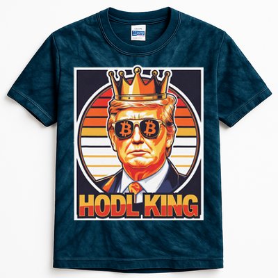 Cute Bitcoin King Trump Crypto Shades Future Of Money Kids Tie-Dye T-Shirt